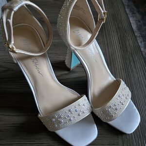 Elegant Cream Beaded Heels